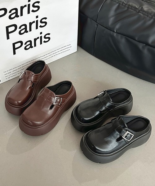 BENDER TOKYO サンダル バックルベルト 厚底 サボサンダル レディース