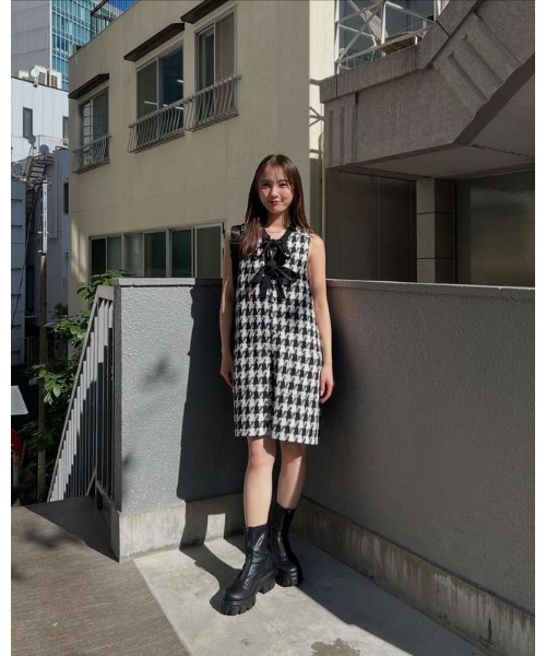 COEL（コエル） サロペット オーバーオール 千鳥柄ツイードサロペット