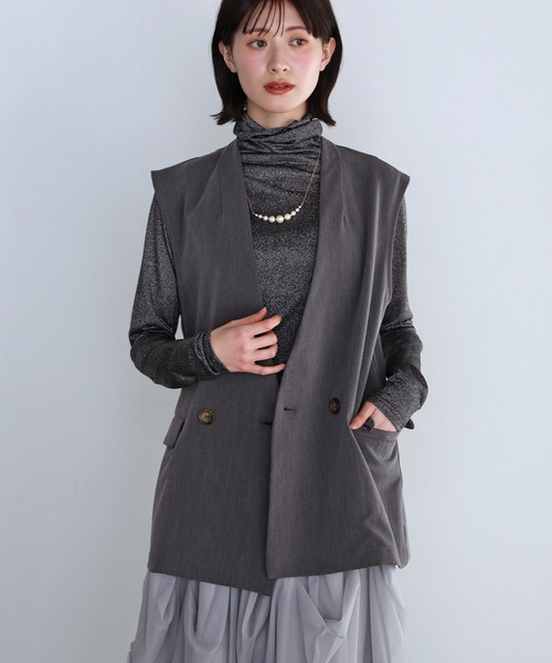 ベスト ジレ ツイルノーカラージレ レディース STYLEBLOCK ベスト ジレ ツイルノーカラージレ レディース