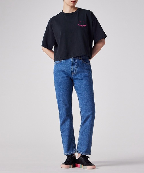 tシャツ ウィメンズ ”Happy” クロップド 半袖Tシャツ / 155406 J340S レディース