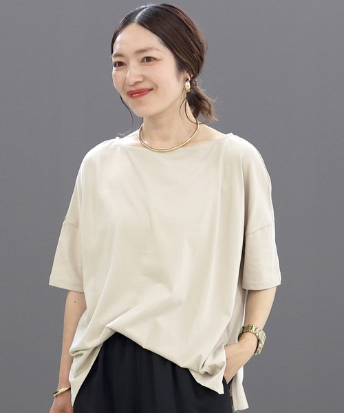 Aletta vita tシャツ 半袖 オーガニックコットンボートネックワイド 