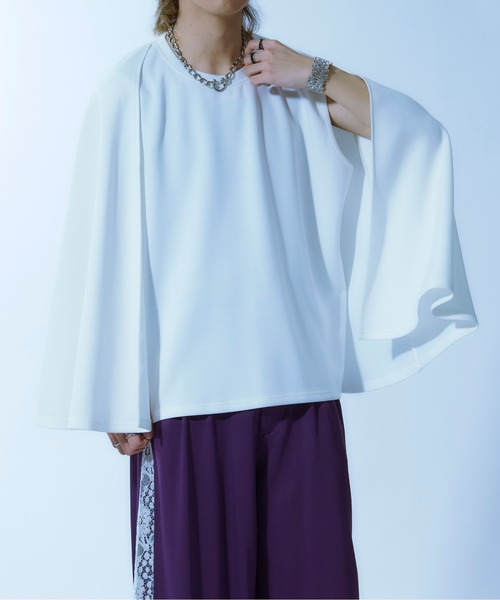 tシャツ ケーブルリボンプルオーバー レディース Ellno Loset tシャツ ケープスリーブポンチプルオーバー メンズ