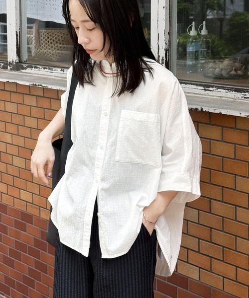 マチャット バンドカラー シャツ 長袖 ゆったり オーバーサイズ 白 F マチャット バンドカラー シャツ 長袖 ゆったり オーバーサイズ 白 Fの
