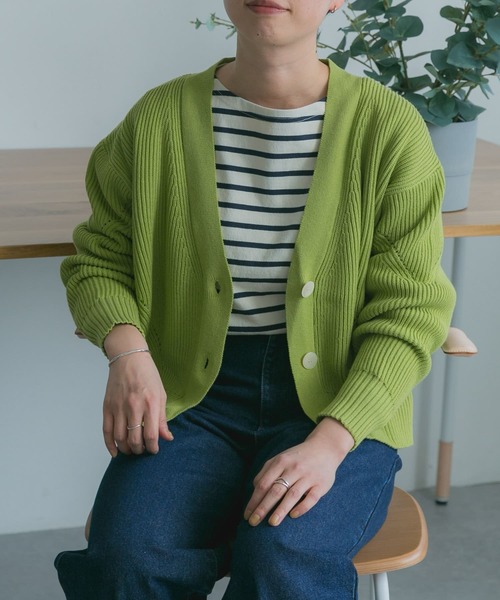 「FORK&SPOON」 ニットカーディガン 1 グリーン レディース_画像3