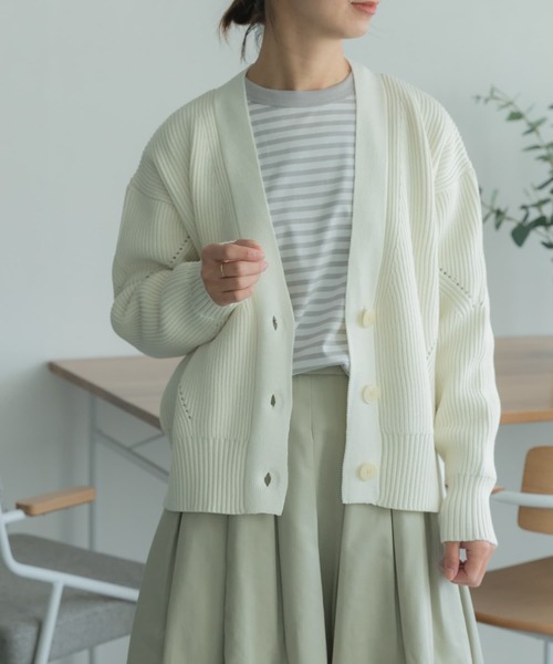 「FORK&SPOON」 ニットカーディガン 1 グリーン レディース_画像4