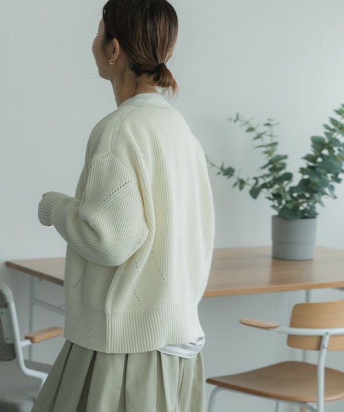 「FORK&SPOON」 ニットカーディガン 1 グリーン レディース_画像7