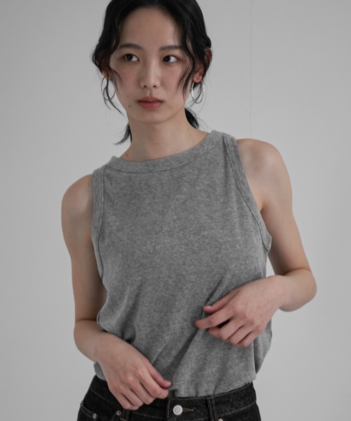 【冬バーゲン★】 feepur タンクトップ ノースリーブ パイルアメスリタンクトップ トップス