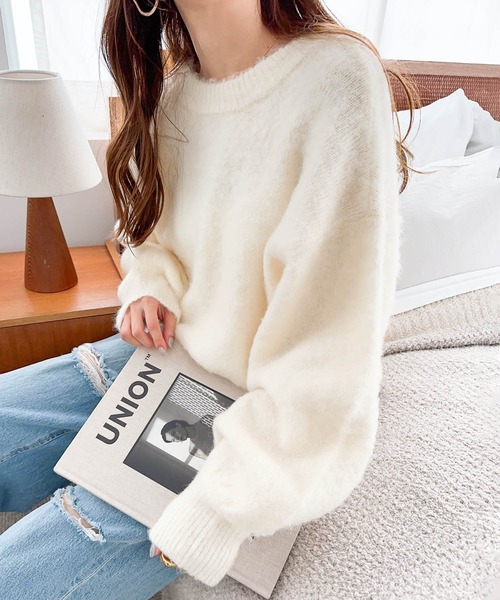 「andme」 「alma design」ニットカーディガン M ライトグレー レディース_画像4