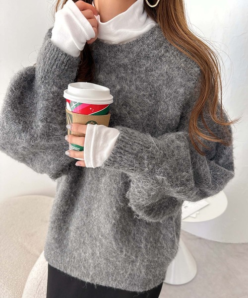 「andme」 「alma design」ニットカーディガン M ライトグレー レディース_画像6