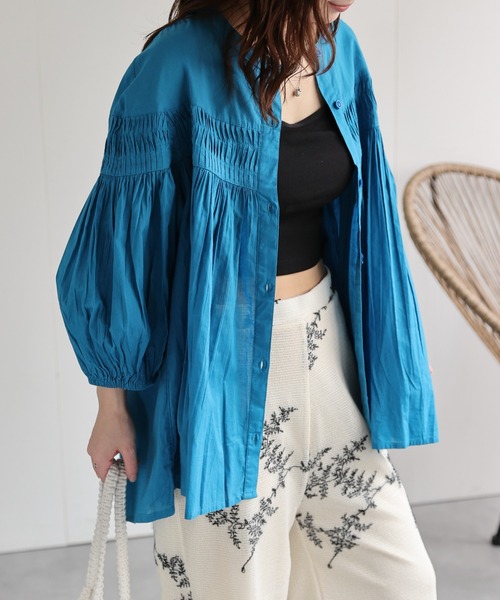 ヴィンテージ　古着　インド綿　ブラウス　ジャケット antiqua（アンティカ） インド綿 刺繍トップス ブラウス レディース