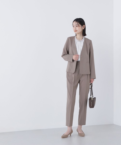 [極美品]Natural beauty basic パンツスーツ ノーカラー 楽天市場】＜Peストレッチツイルセットアップ＞ ノーカラー