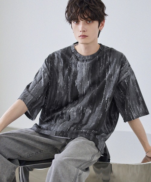 ASTRONOMY tシャツ ビンテージ加工グラフィックTシャツ グラデーション