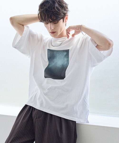 ASTRONOMY tシャツ ビンテージ加工グラフィックTシャツ グラデーション