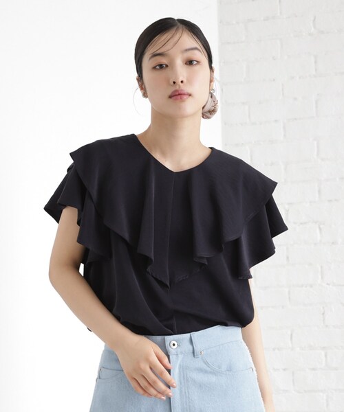 THE SHOP TK ブラウス シャツ フリルデザインブラウス「接触冷感