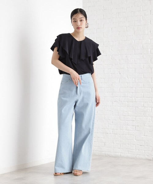 THE SHOP TK ブラウス シャツ フリルデザインブラウス「接触冷感