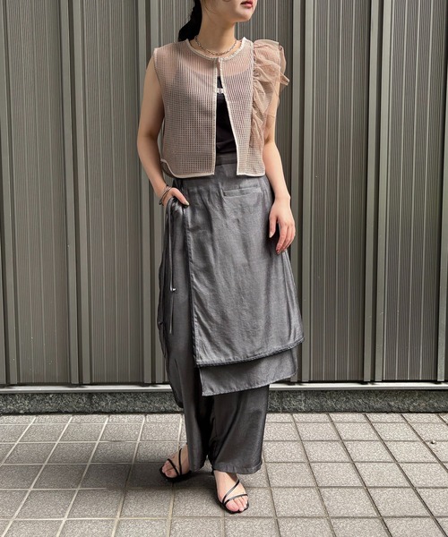 ブラウス シャツ 「＆g'aime」メッシュボリュームフリルベスト　Mesh Volume Frill Vest レディース &g'aime ブラウス シャツ 「＆g'aime」メッシュボリュームフリル