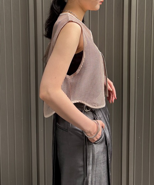 ブラウス シャツ 「＆g'aime」メッシュボリュームフリルベスト　Mesh Volume Frill Vest レディース &g'aime ブラウス シャツ 「＆g'aime」メッシュボリュームフリル