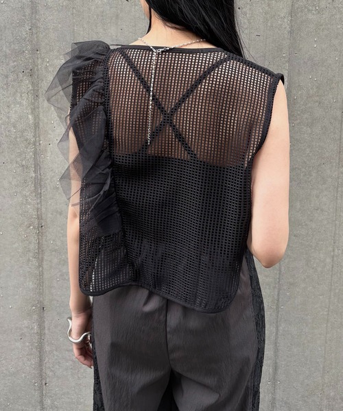 【未使用】お値下げしました！Frill vest pencil dress HOUGA kiki frill vest・LIGHT GRAY - tity