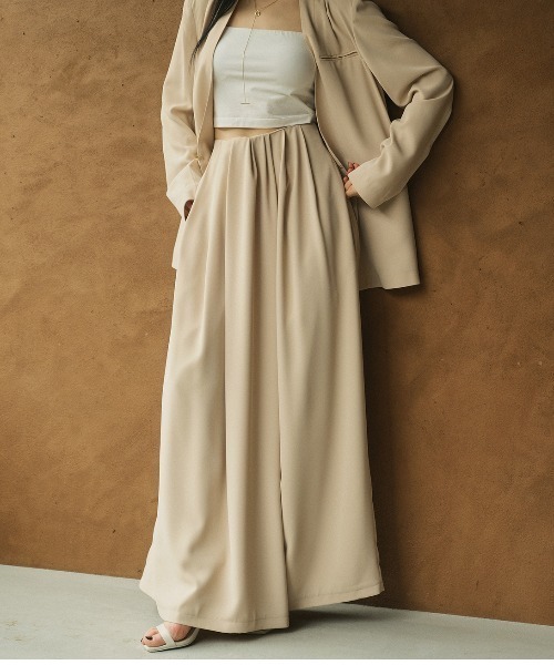 anuans（アニュアンス） スラックス パンツ ライトダブルサテンハイ