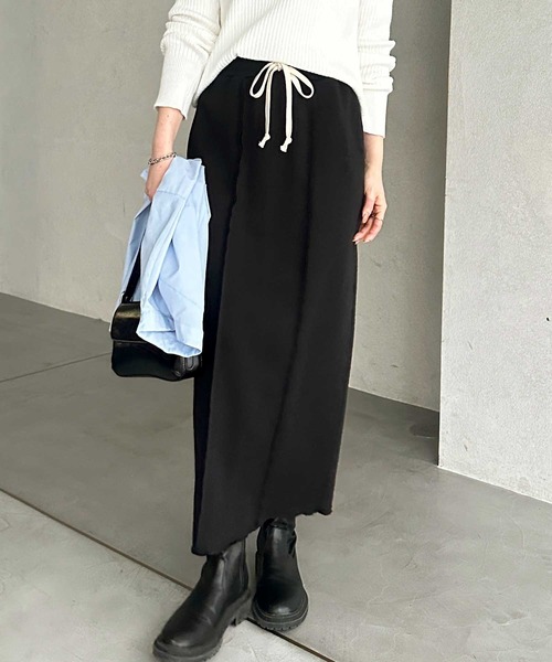 ロング スカート 「S-LLサイズ」すっきり見え！フロントラインスウェットタイトロングスカート | GeeRA | 12