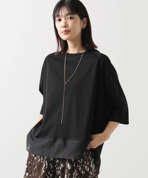 Gready Brilliant tシャツ 裾シアーラウンド7分袖カットソー