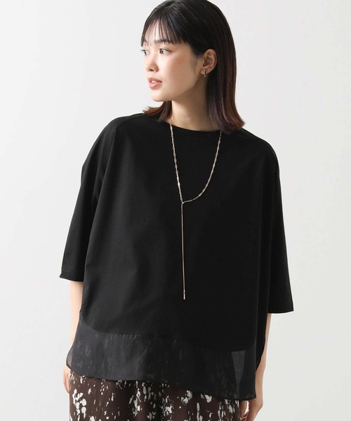 Gready Brilliant 半袖 カットソー レース ブラック Gready Brilliant tシャツ 袖3Dレースパフ5ブ袖カットソー