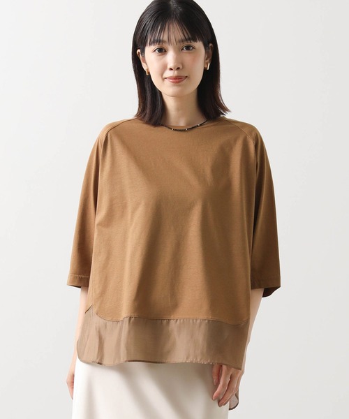 Gready Brilliant tシャツ 裾シアーラウンド7分袖カットソー