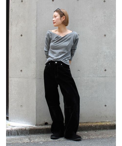 Ungrid tシャツ タックデザインオフショルロングスリーブTee