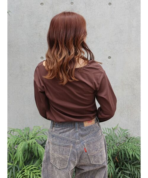 Ungrid tシャツ タックデザインオフショルロングスリーブTee