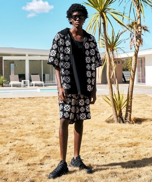 STYLISE シャツ 半袖 「MLVINCE」CROCHET S/S SHIRTS / ブラック