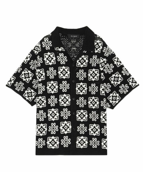 【MLVINCE】CROCHET S/S SHIRTS STYLISE シャツ 半袖 「MLVINCE」CROCHET S/S SHIRTS / ブラック