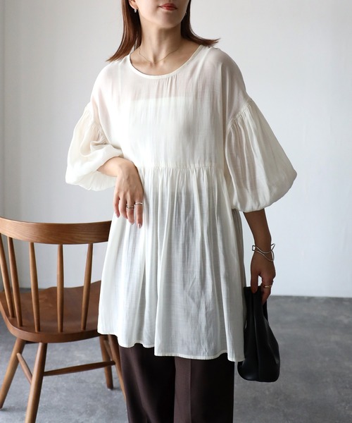 「Riberry」 半袖チュニック MEDIUM ブラック レディース