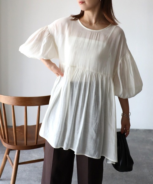 「Riberry」 半袖チュニック MEDIUM ブラック レディース