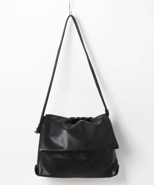 黒 レザー ショルダーバッグ フラップ付き florist｜【ミニバッグ付き】2WAY パテッドレザーフラップショルダー