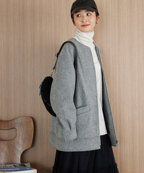 【JOURNAL STANDARD relume】グレー ノーカラー コート M JOURNAL STANDARD relume（ジャーナルスタンダード レリューム） ノー