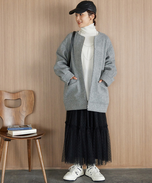 JOURNAL STANDARD relume」 ノーカラーコート FREE チャコールグレー 