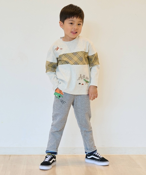 kladskap（クレードスコープ） パンツ 恐竜接結ロング丈ストレート