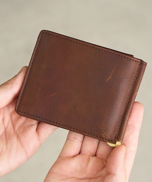 A_W ミニ 二つ折り 二つ折り財布 財布 マネークリップ 小銭入れ付き 二