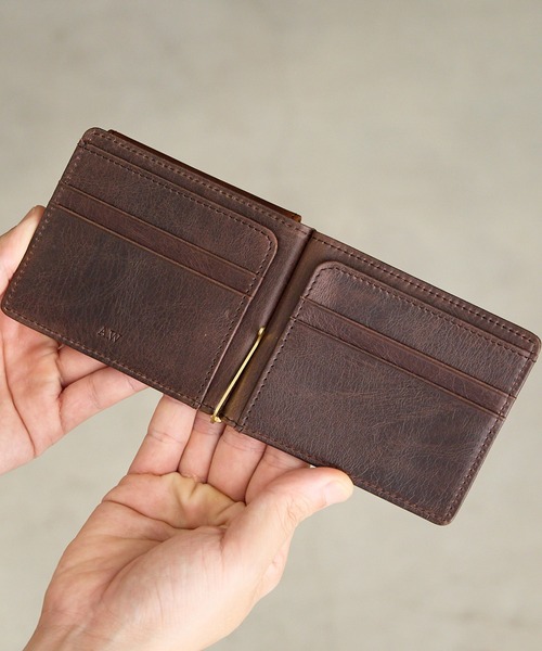 A_W ミニ 二つ折り 二つ折り財布 財布 マネークリップ 小銭入れ付き 二