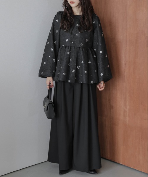 ▼美品✨シェアースピリット【36】ペプラムシャツ 総柄 花柄 睡蓮 hyde ▽美品✨シェアースピリット【36】ペプラムシャツ 総柄 花柄 睡蓮 hyde