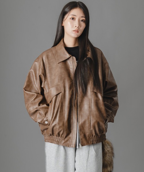 there is nothing ブルゾン アウター ヴィンテージライク合成皮革