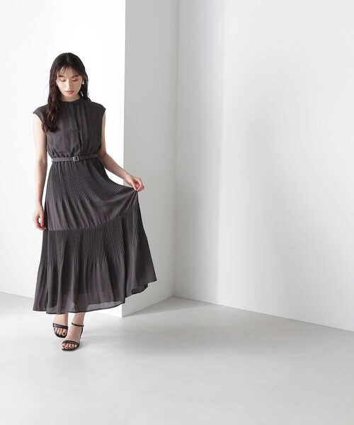 「NATURAL BEAUTY BASIC」 ノースリーブワンピース MEDIUM チャコールグレー レディース_画像2