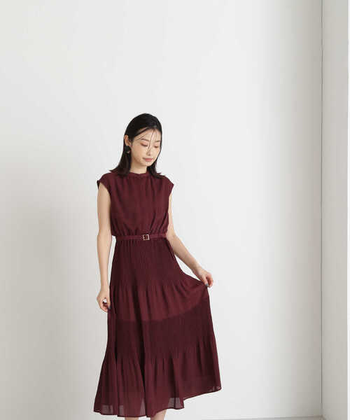 「NATURAL BEAUTY BASIC」 ノースリーブワンピース MEDIUM チャコールグレー レディース_画像6