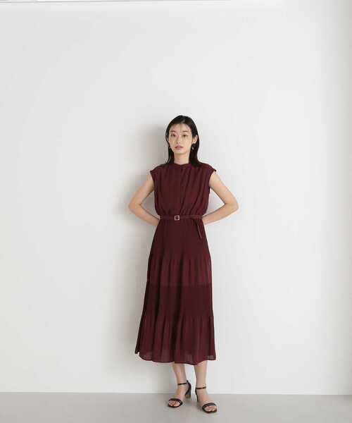 「NATURAL BEAUTY BASIC」 ノースリーブワンピース MEDIUM チャコールグレー レディース_画像7