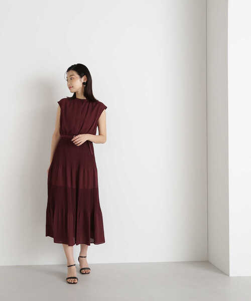 「NATURAL BEAUTY BASIC」 ノースリーブワンピース MEDIUM チャコールグレー レディース_画像9