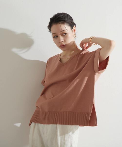 「Liesse」 7分袖ニット FREE ピンクベージュ レディース_画像2