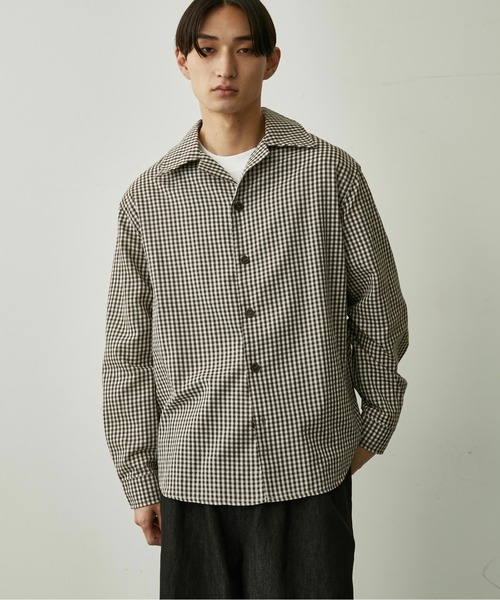 BLANK HOTEL シャツ Gingham Open-Collar Shirt / ギンガムチェック
