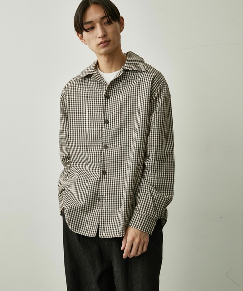 BLANK HOTEL シャツ Gingham Open-Collar Shirt / ギンガムチェック