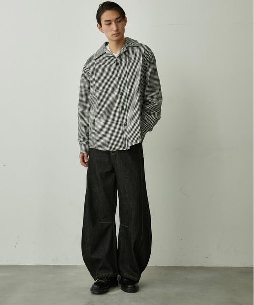 オープンカラー シャツGINGHAM OPEN COLLAR SHIRT BLANK HOTEL シャツ Gingham Open-Collar Shirt / ギンガムチェック