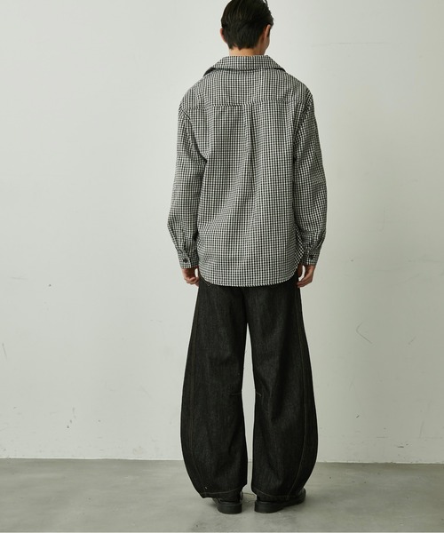 BLANK HOTEL シャツ Gingham Open-Collar Shirt / ギンガムチェック